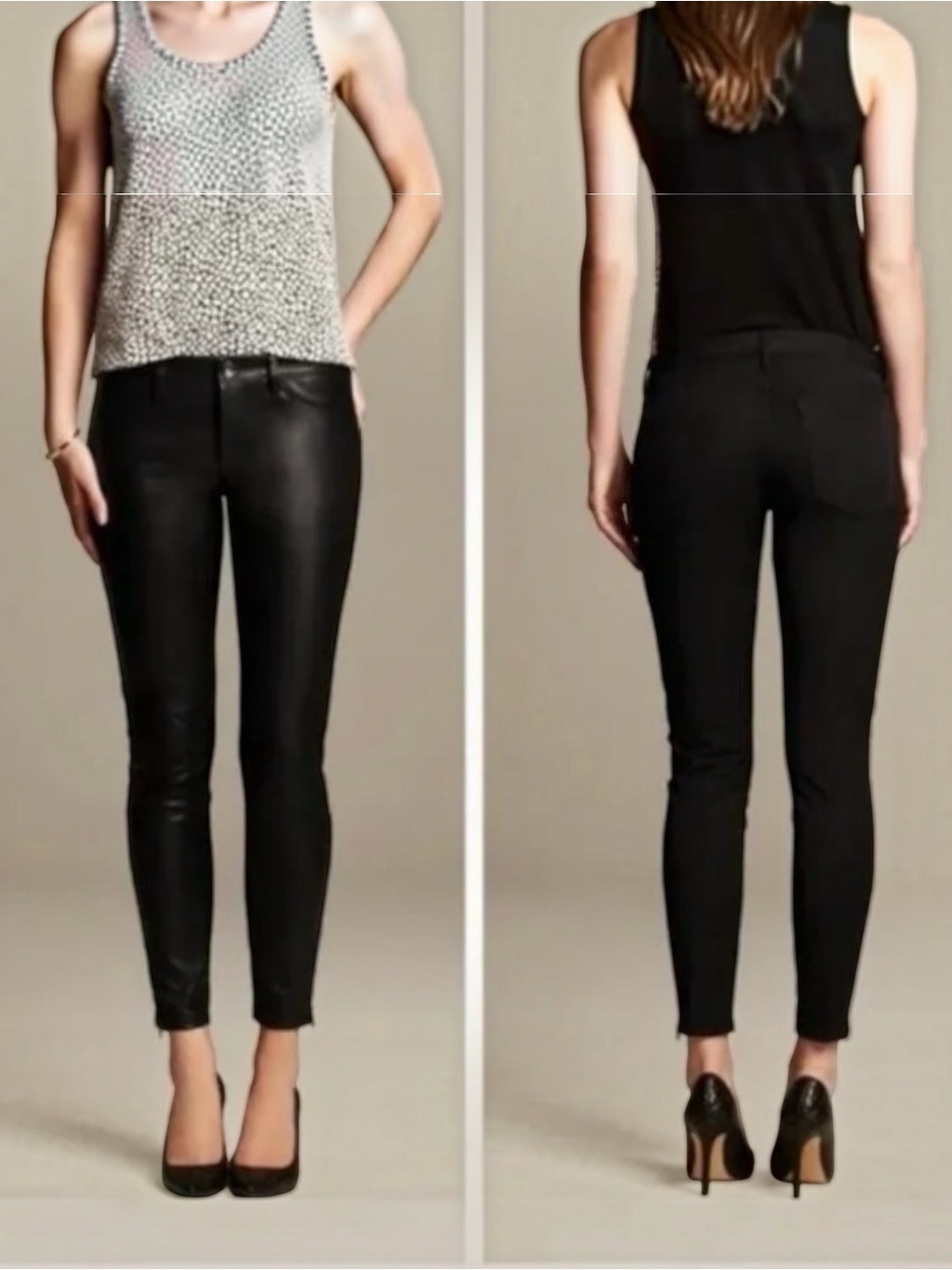 Banana Republic Black Sloan Faux Leather Front Skinny Ankle Pants 10